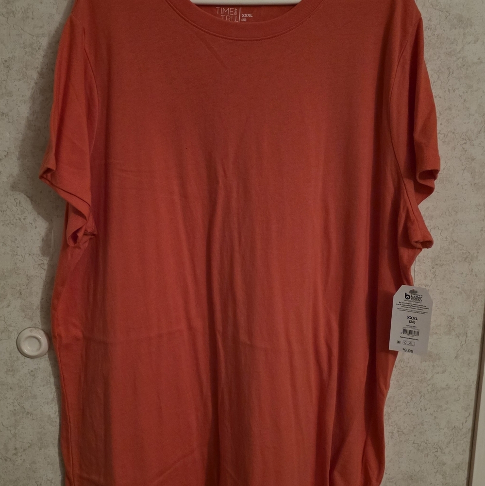 Time and Tru Orange Short Sleeve Tee Dress